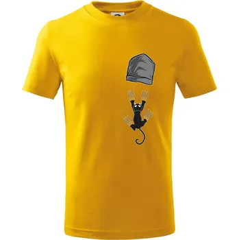 Kočka vypadla z kapsy - Tričko dětské bavlněné - 98 cm / 2 roky ( Žlutá )