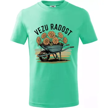 Chlapecké tričko Vezu radost - kolečko - Tričko dětské bavlněné - 98 cm / 2 roky ( Mátová )
