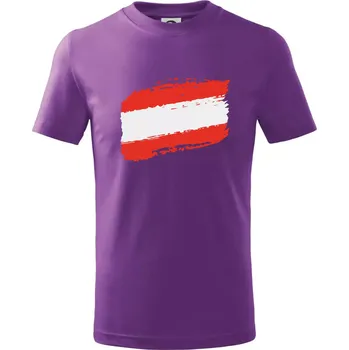 Rakousko vlajka - Tričko dětské bavlněné - 104-110cm / 3-4 roky ( Fialová )