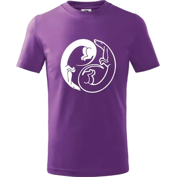 Chlapecké tričko Jezevčíci - Jin jang - Tričko dětské bavlněné - 104-110cm / 3-4 roky ( Fialová )