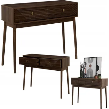 Obývací pokoj Konzolový Stolek LARE tmavý ořech 100x35x80 cm 2 zásuvky MDF do obývacího pokoje ložnice