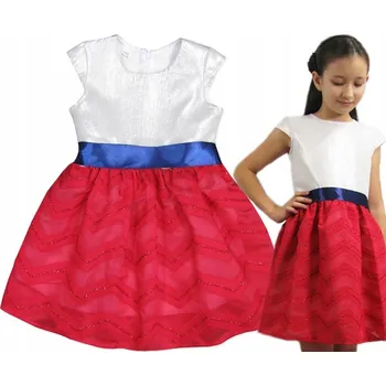 Dámské šaty 110 Společenská dívčí šaty stříbrné s červenou BS291