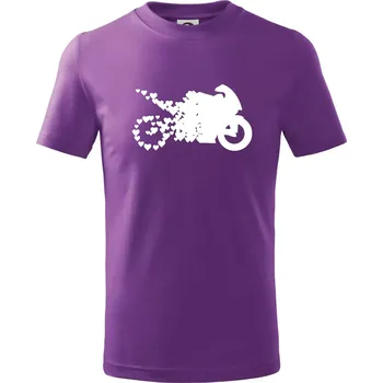 Moto love - Tričko dětské bavlněné - 98 cm / 2 roky ( Fialová )