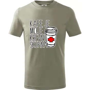 Kafe je moje krevní skupina - Tričko dětské bavlněné - 98 cm / 2 roky ( Light khaki )