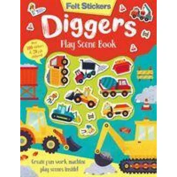 První čtění Felt Stickers Diggers Play Scene Book – Kit Elliot (EN)