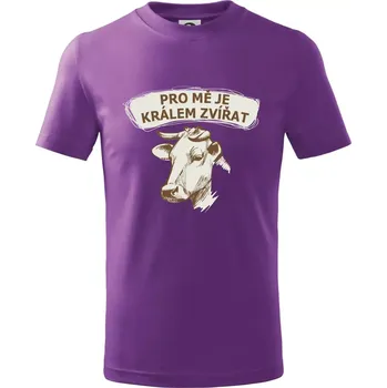 Pro mě je králem zvířat kráva - Tričko dětské bavlněné - 98 cm / 2 roky ( Fialová )