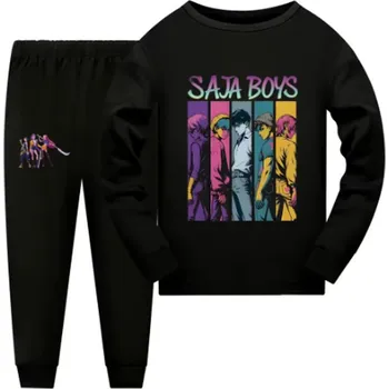 Dívčí pyžamo KPop Demon Hunters (Lovkyně démonů) KPop Demon Hunters dětské pyžamo s potiskem Saja Boys - mix barev Barva: černá (E), Velikost: 160