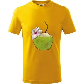 Chlapecké tričko Kokosový nápoj - Tričko dětské bavlněné - 98 cm / 2 roky ( Žlutá )