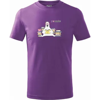 I love reading medvěd - Tričko dětské bavlněné - 158 cm/12 let ( Fialová )