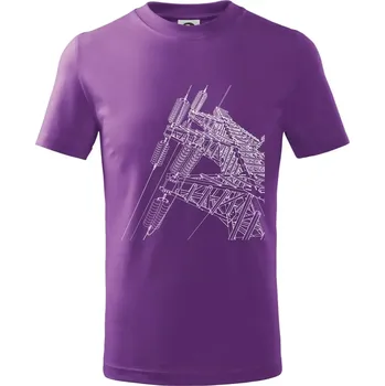 Nákres stožáru vysokého napětí - Tričko dětské bavlněné - 158 cm/12 let ( Fialová )