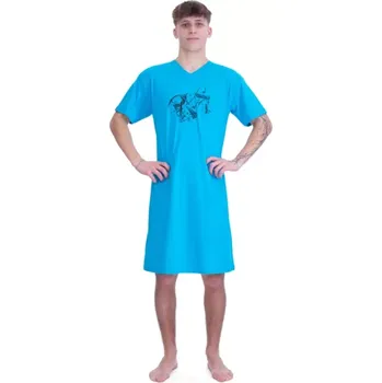 Pánská noční košile 3812/26 - pánská noční košile Ruko, 2XL, tyrkys