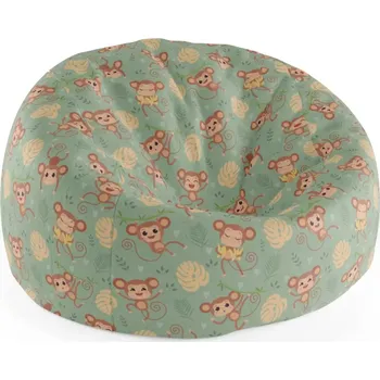 Sedací pytel Sablio Sedací vak Cocoon Roztomilé opičky: 115 x 75 cm x 45 cm