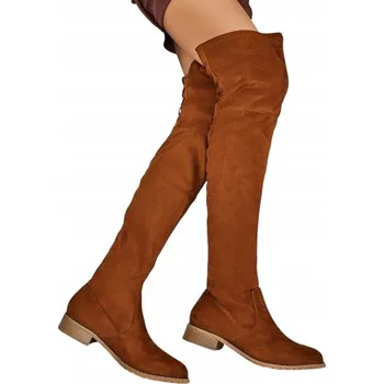 Dámské kozačky Royalfashion Dámské kozačky nad koleno s plochým podpatkem, velikost 36