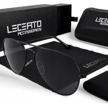 Sada POUZDRO na pilotní sluneční brýle s polarizačním UV400 LECERTO