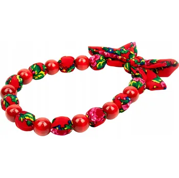 Náhrdelník Látkové goralské korále červené FOLK lidové