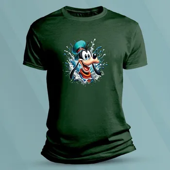 Chlapecké tričko Bavlněné dětské tričko Goofy velikost M Lahvově zelená