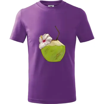 Kokosový nápoj - Tričko dětské bavlněné - 104-110cm / 3-4 roky ( Fialová )
