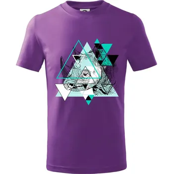 Bílý nosorožec (Pecka design) - Tričko dětské bavlněné - 158 cm/12 let ( Fialová )