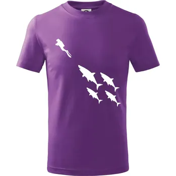 Potápěč žraloci - Tričko dětské bavlněné - 158 cm/12 let ( Fialová )