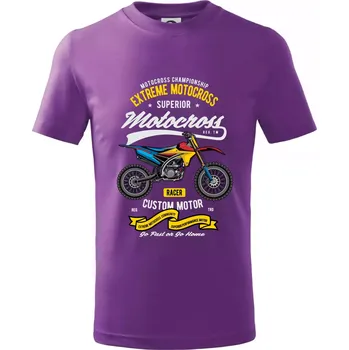 Motocross extreme custom motor - Tričko dětské bavlněné - 134 cm/8 let ( Fialová )