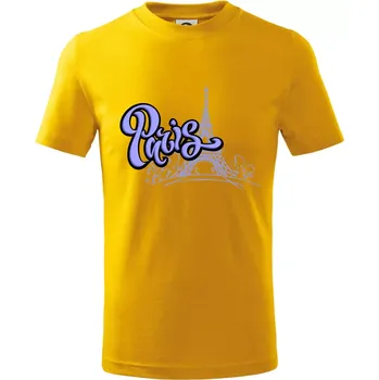 Paris Lettering - Tričko dětské bavlněné - 98 cm / 2 roky ( Žlutá )