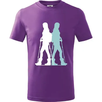 Nordic walking figury - žena - Tričko dětské bavlněné - 158 cm/12 let ( Fialová )