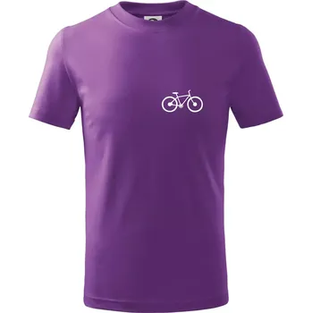 Obrázek kola na prsu horské kolo - Tričko dětské bavlněné - 146 cm/10 let ( Fialová )