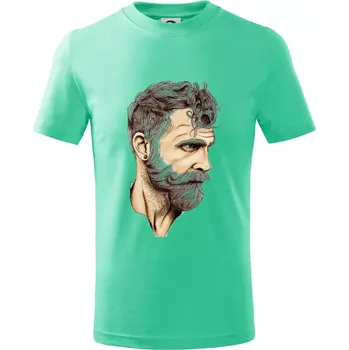 Mustache man - Tričko dětské bavlněné - 98 cm / 2 roky ( Mátová )