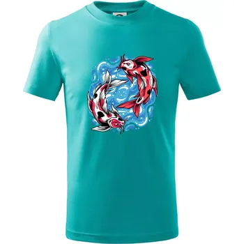 Chlapecké tričko Yin & Yang Koi kapr - červený - Tričko dětské bavlněné - 98 cm / 2 roky ( Emerald )