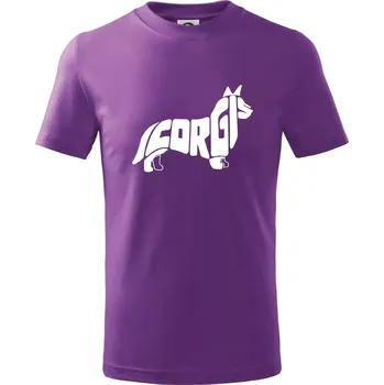 Chlapecké tričko Corgi - nápis v těle - Tričko dětské bavlněné - 104-110cm / 3-4 roky ( Fialová )