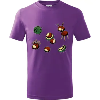 Chlapecké tričko Kaštanová zvířátka - obdelník - Tričko dětské bavlněné - 158 cm/12 let ( Fialová )