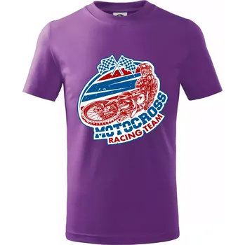 Motocross racing team - Tričko dětské bavlněné - 134 cm/8 let ( Fialová )
