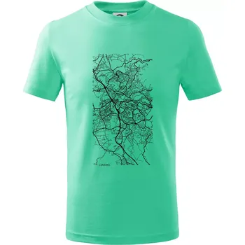 Mapy měst černobílé Liberec - Tričko dětské bavlněné - 98 cm / 2 roky ( Mátová )