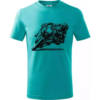Chlapecké tričko Motorkář skica - Tričko dětské bavlněné - 98 cm / 2 roky ( Emerald )