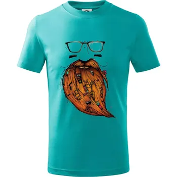 Chlapecké tričko Mustache music - Tričko dětské bavlněné - 98 cm / 2 roky ( Emerald )