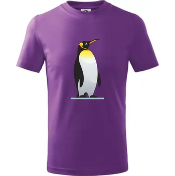 Tučňák se žlutou nákrčenkou - Tričko dětské bavlněné - 122 cm/6 let ( Fialová )