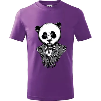 Panda gentleman - Tričko dětské bavlněné - 98 cm / 2 roky ( Fialová )