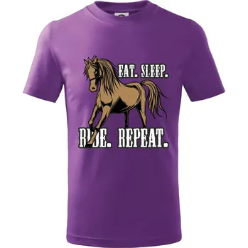 Eat Sleep Ride Repeat Western - Tričko dětské bavlněné - 104-110cm / 3-4 roky ( Fialová )