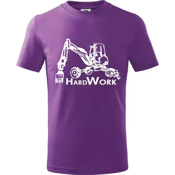 Hard Work kráčivý bagr - Tričko dětské bavlněné - 134 cm/8 let ( Fialová )