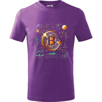 Bitcoin logo s grafy - Tričko dětské bavlněné - 158 cm/12 let ( Fialová )