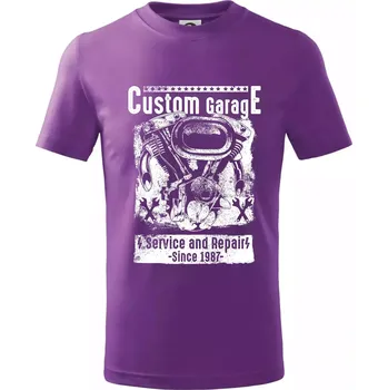 Custom Motorcycle Garage - Tričko dětské bavlněné - 134 cm/8 let ( Fialová )