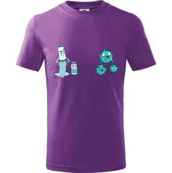 Očkování a virus - Tričko dětské bavlněné - 122 cm/6 let ( Fialová )