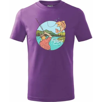 Fishing ovál - Tričko dětské bavlněné - 104-110cm / 3-4 roky ( Fialová )