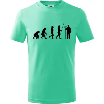 Chlapecké tričko Evoluce malíř pokojů - Tričko dětské bavlněné - 98 cm / 2 roky ( Mátová )