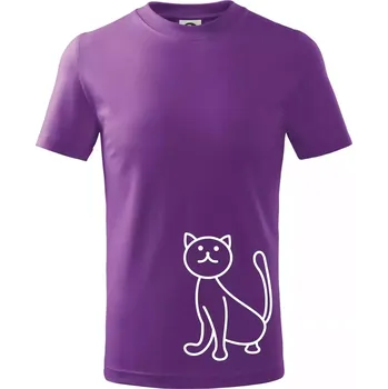 Kočka kouká - Tričko dětské bavlněné - 146 cm/10 let ( Fialová )
