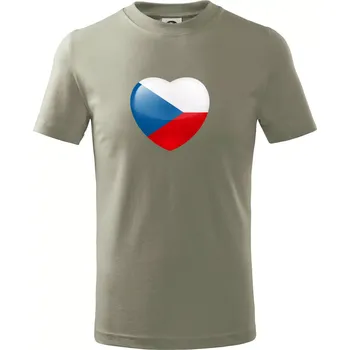 Chlapecké tričko České srdce - vlajka - Tričko dětské bavlněné - 98 cm / 2 roky ( Light khaki )