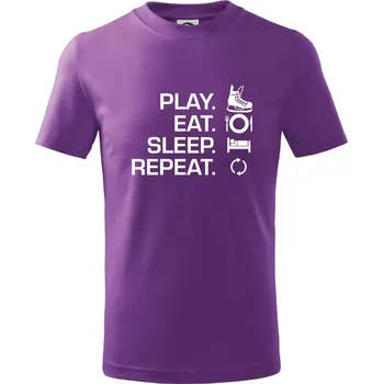 Play Eat Sleep Repeat hokej - Tričko dětské bavlněné - 146 cm/10 let ( Fialová )
