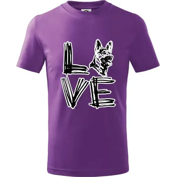Německý ovčák love - Tričko dětské bavlněné - 158 cm/12 let ( Fialová )