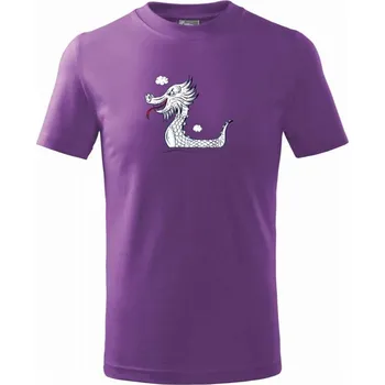 Dračí lodě olejomalba - Tričko dětské bavlněné - 134 cm/8 let ( Fialová )