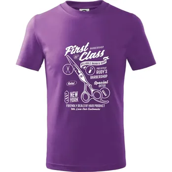 First Class Barber - Tričko dětské bavlněné - 104-110cm / 3-4 roky ( Fialová )